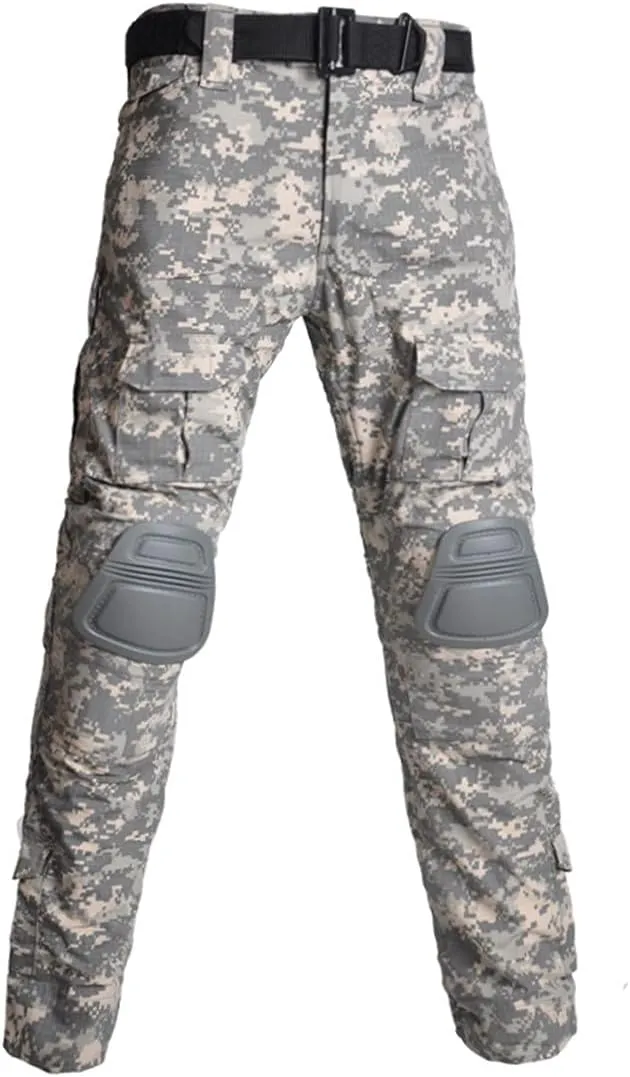 HARGLESMAN Men's Tactical Military Suits Long Sleeve Fitting Amry Uniforms Combat Shirt and Pants with Knee Pads