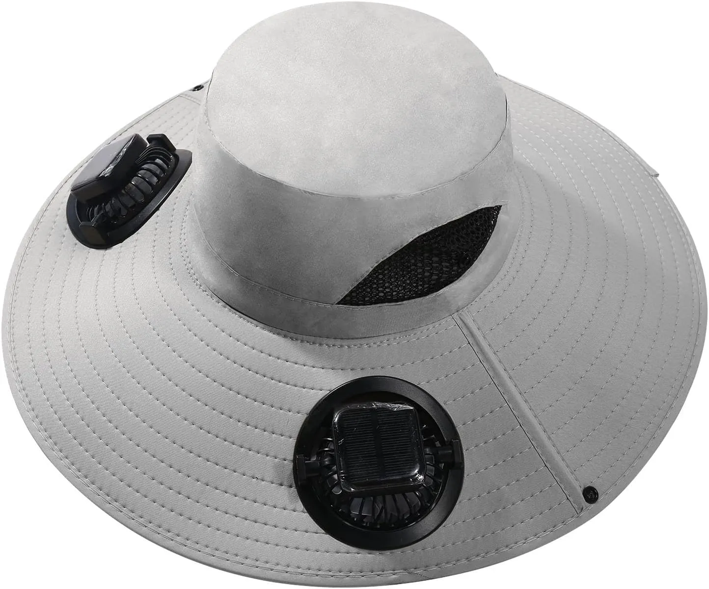 Hat with Fans Solar Power, Outdoor Wide Brim Sun Hat with 2 Solar Fan, Removable USB Charging Fan, Hiking Camping Fishing Hat