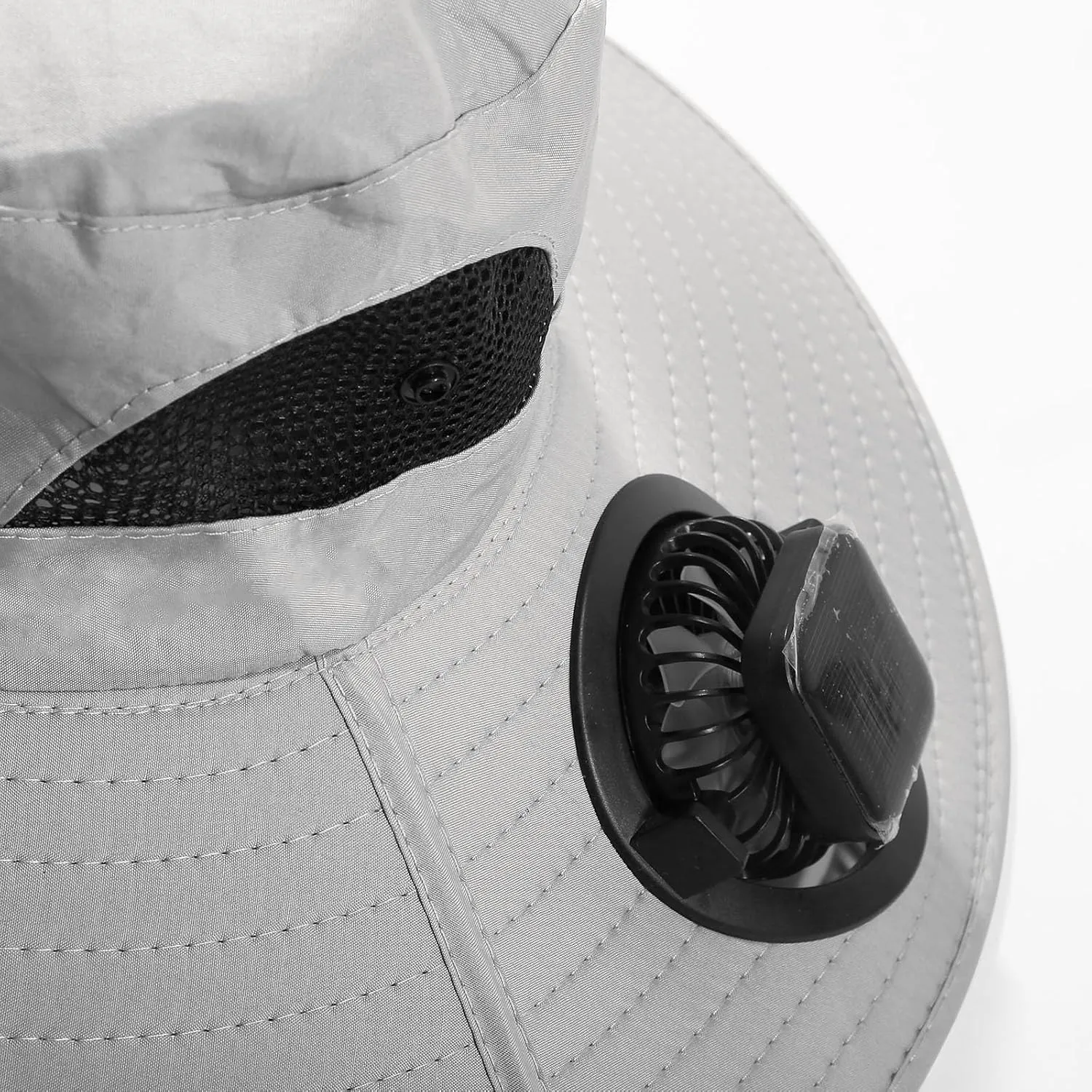 Hat with Fans Solar Power, Outdoor Wide Brim Sun Hat with 2 Solar Fan, Removable USB Charging Fan, Hiking Camping Fishing Hat