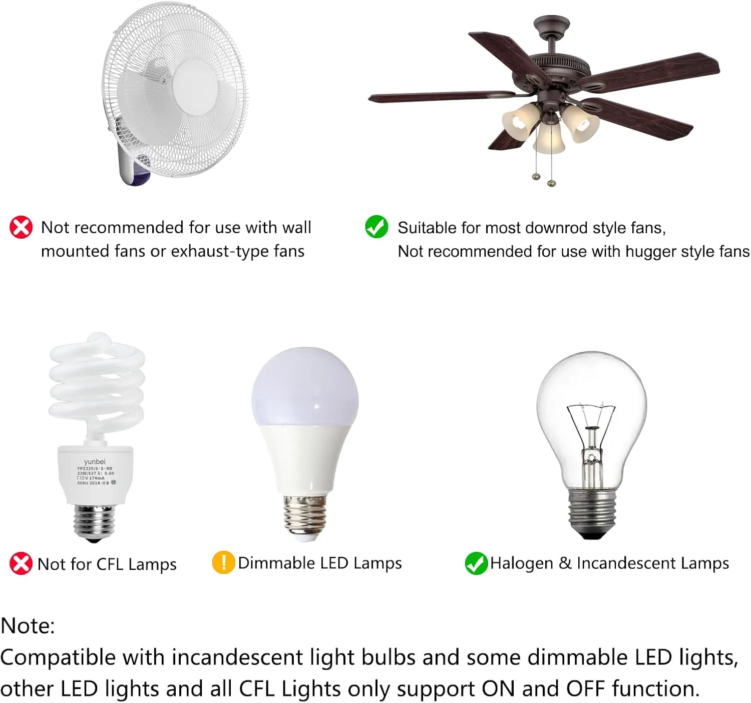 HD3 Thermostatic Ceiling Fan Remote Control Kit with Holder for Home Hampton Bay Decorators Collection Hunter, Multi-Function w/Timer Light Dimmer, Universal for 3-Speed 120V AC Ceiling Fans
