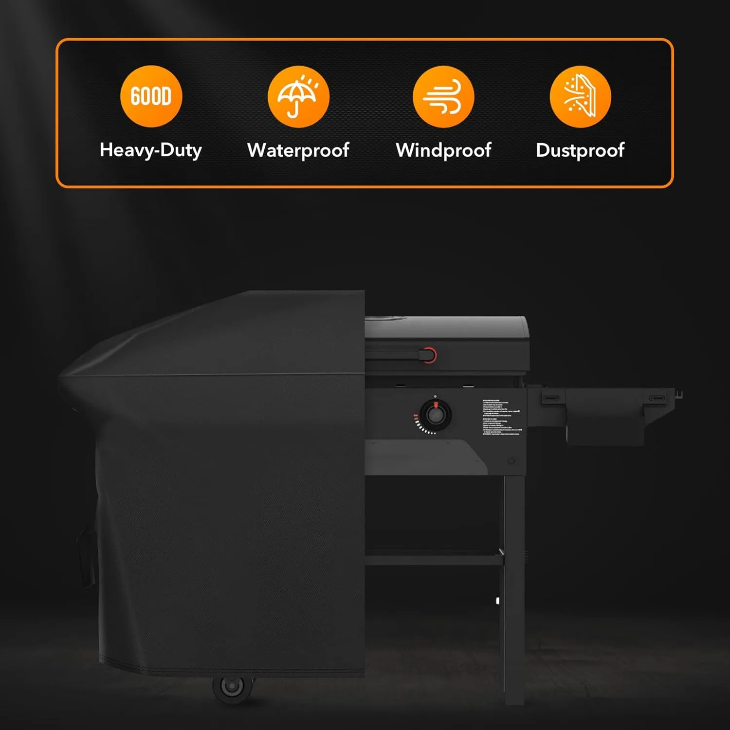 Heavy Duty Griddle Cover Compatible with 28‘’ Blackstone Griddle 5483 and Royal Gourmet 4 Burner GD400 Series Cooking Station with Hood,600D Polyester Flat Top Gas Grill Cover