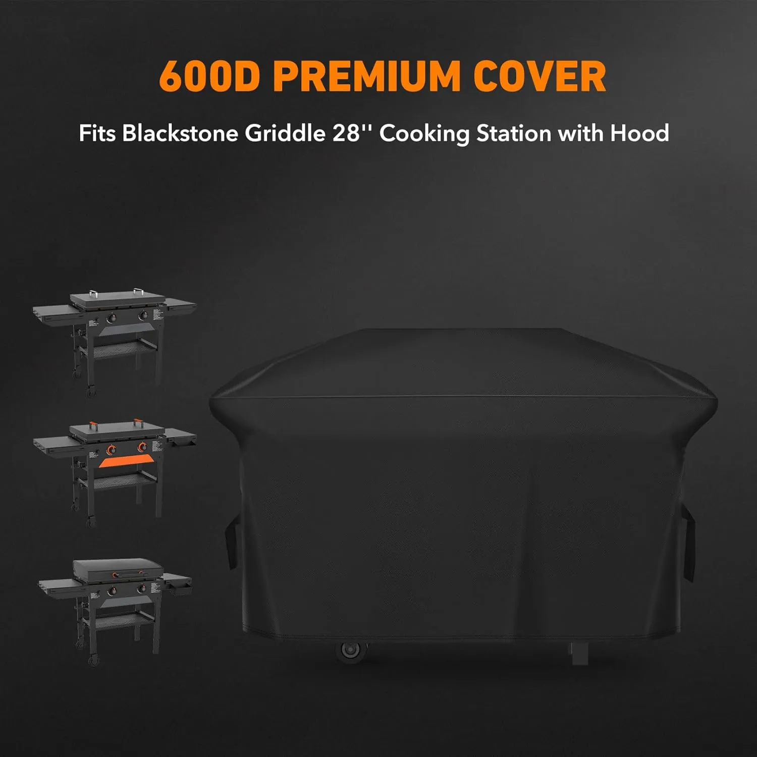 Heavy Duty Griddle Cover Compatible with 28‘’ Blackstone Griddle 5483 and Royal Gourmet 4 Burner GD400 Series Cooking Station with Hood,600D Polyester Flat Top Gas Grill Cover