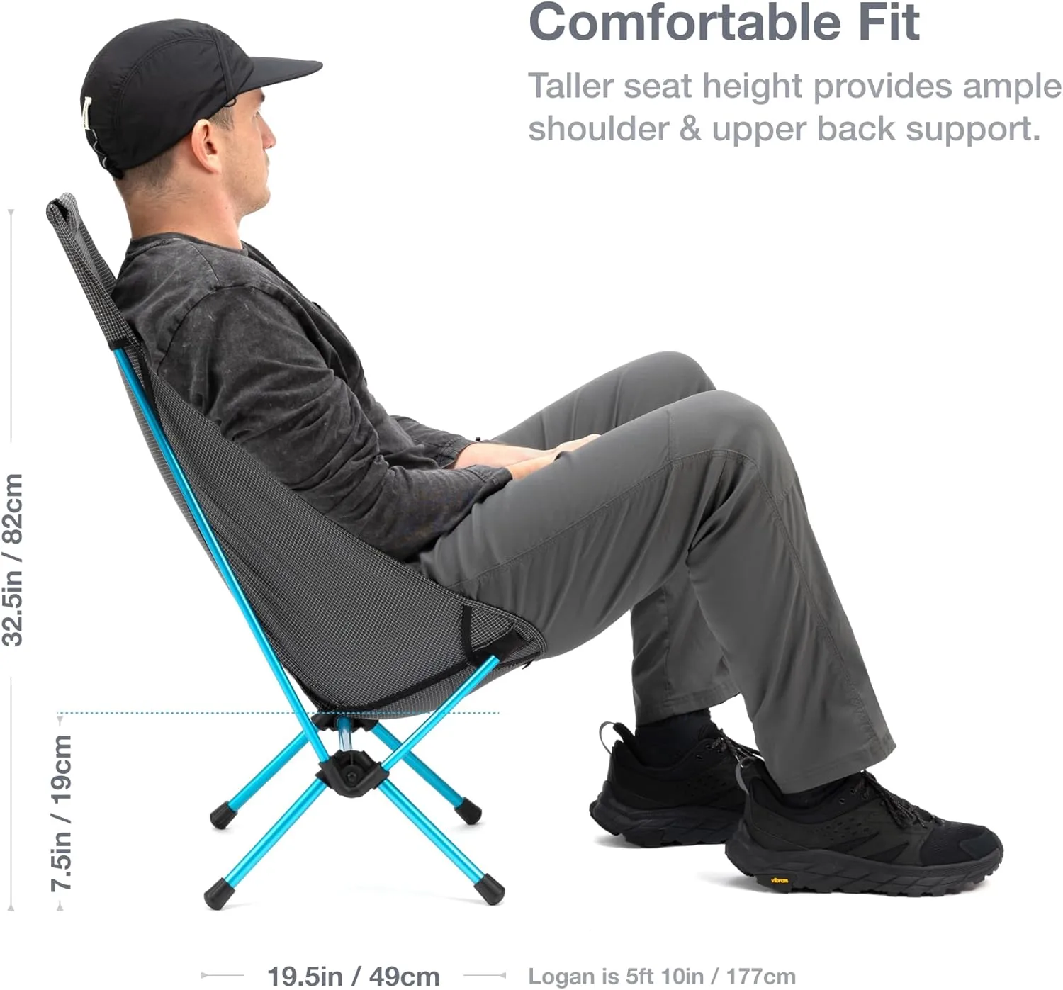 Helinox Chair Zero Ultralight Highback Backpacking Chair, Black