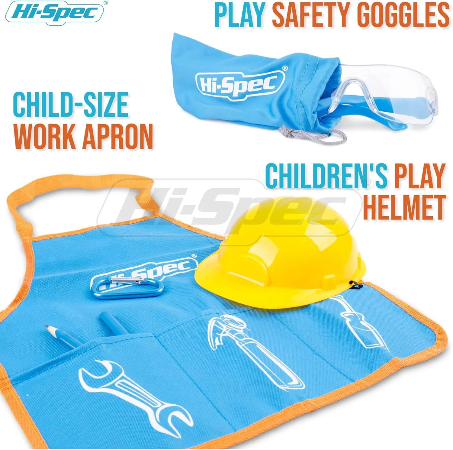 Hi-Spec 18pc Blue Kids Tool Kit Set & Child Size Tool Bag. Real Metal Hand Tools for DIY Building, Woodwork & Construction