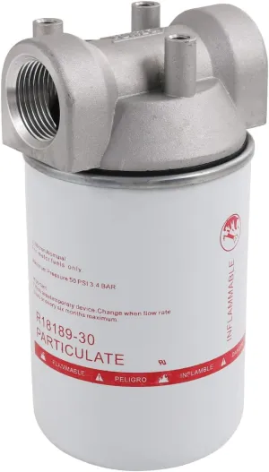 High Flow Fuel Filter, 1” NPT 30 Micron Spin-on Cartridge Style for Mobile and Stationary Fuel Pump Tank Boat