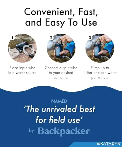 Hiker Pro Hand Pump Water Filter for Backpacking,Camping,Emergency Survival