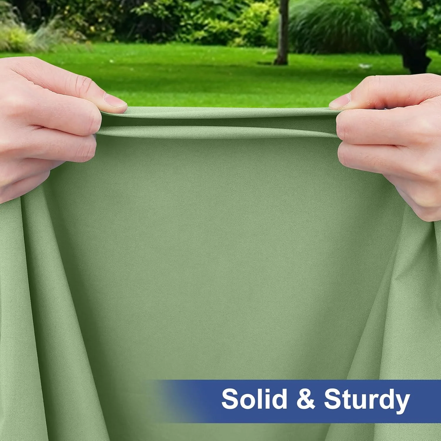 homing 2 Pack Rectangle Fully Waterproof Tablecloth, Elastic Fitted Fabric Table Cover for 6 Foot Tables, Washable Polyester Table Cloth for Picnic, Camping, Outdoor (Sage Green, 30" x 72")