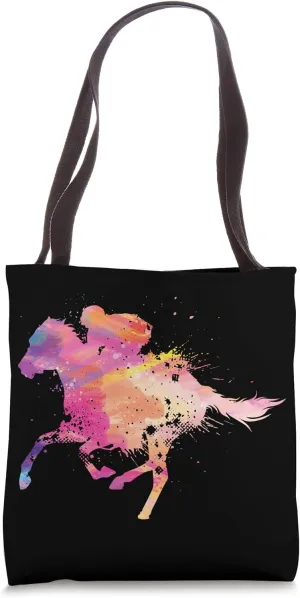 Horseback Rider Splash Equestrian Horse Lover Horse Riding Tote Bag