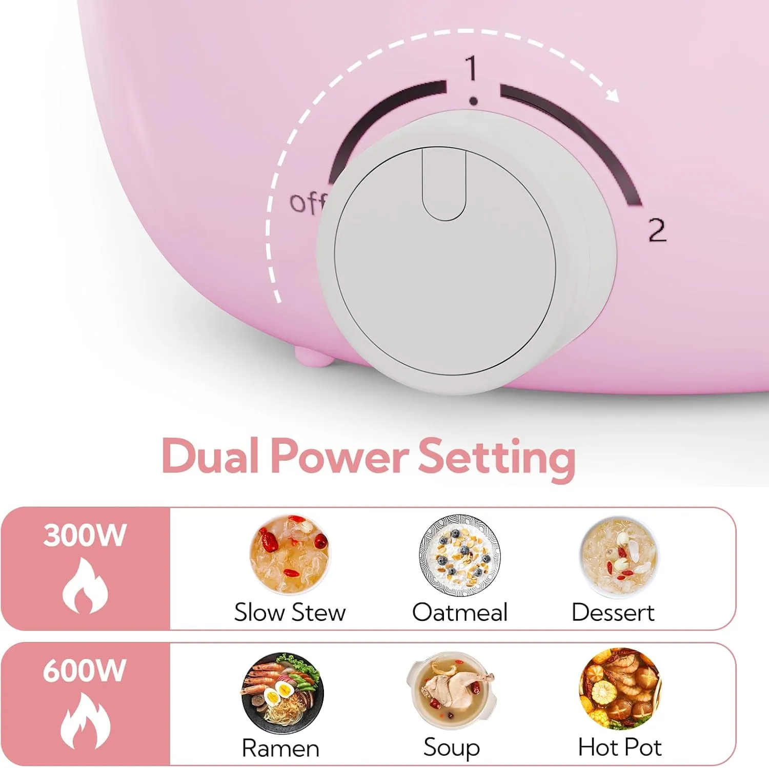 Hot Pot Electric, 1.5L Pink Portable Ramen Cooker with Over-Heating/Boil Dry Protection, Mini Hot Pot for Ramen, Egg, Pasta, Dumpling, Soup, Porridge, Oatmeal