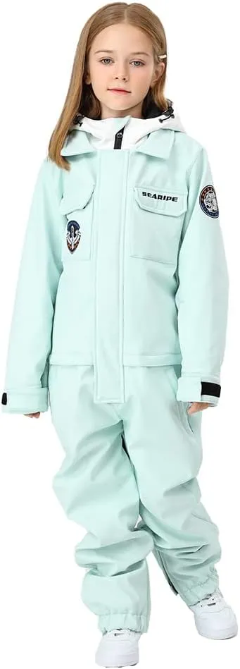 HOTIAN Kids One Piece Snowsuits Girls Ski Suits Overalls Waterproof Insulated Snow Wear Outfits Snowboarding Jackets