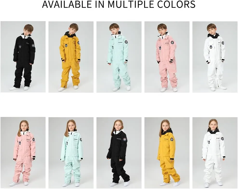 HOTIAN Kids One Piece Snowsuits Girls Ski Suits Overalls Waterproof Insulated Snow Wear Outfits Snowboarding Jackets