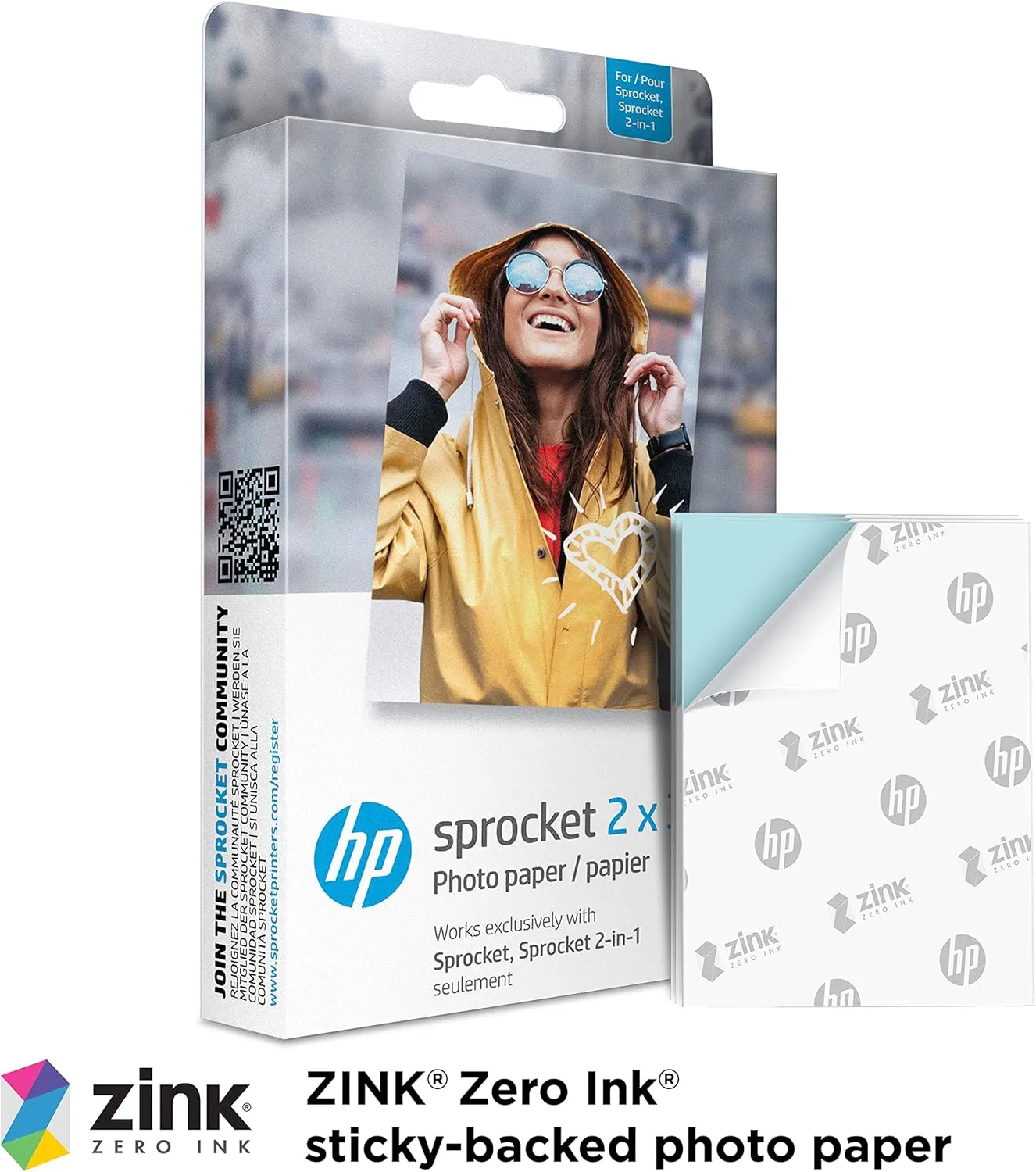 HP Sprocket 2x3" Premium Zink Sticky Back Photo Paper (50 Sheets) Compatible with HP Sprocket Photo Printers