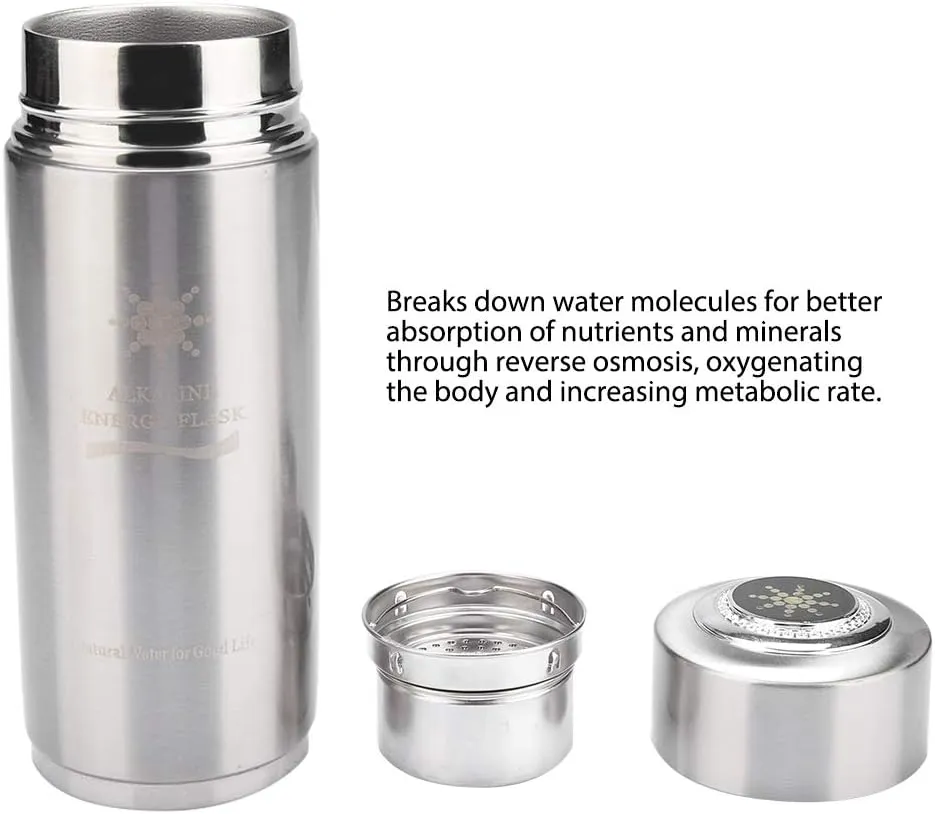 Hydrated Water Bottle, Smart Water Bottle Portable Nano Balance Bottle Nano Cup Nano Energy Bottle Hydration Water Bottle Energy Water Bottle for Outdoor Gym Fitness (Silver)