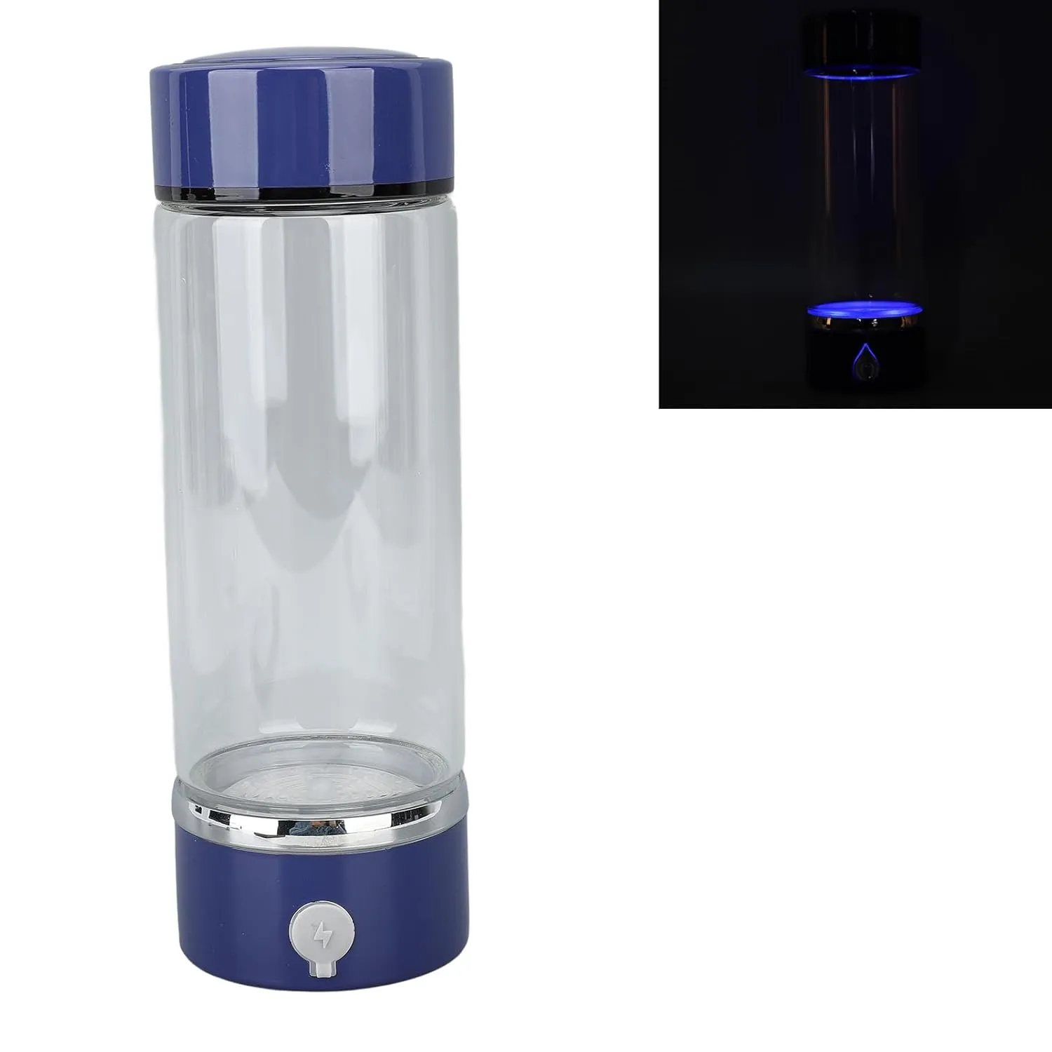 Hydrogen Rich Water Generator, Heat PEM SPE Technology 420ml PCTG Rechargeable Hydrogen Water Bottle for Home (Blue)