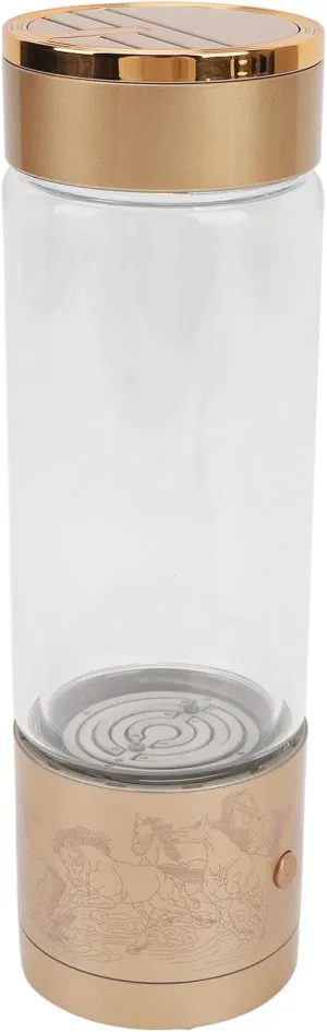 Hydrogen Water Bottle, 1600PPB Hydrogen Water Generator 400ml Large Capacity Hydrogen Water Cup Portable Glass Water Ionizer Machine for Home Travel Office, o3endapb1u