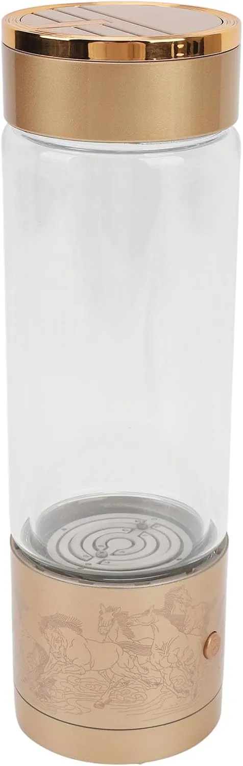 Hydrogen Water Bottle, 1600PPB Hydrogen Water Generator 400ml Large Capacity Hydrogen Water Cup Portable Glass Water Ionizer Machine for Home Travel Office, o3endapb1u