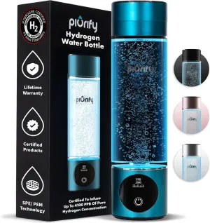 Hydrogen Water Bottle Generator - Up to 4100  PPB Concentration - SPE/PEM Technology - Certified H2 Generator - Portable Athletic Performance & Hydration System - 6-Hour Hydrogen Retention
