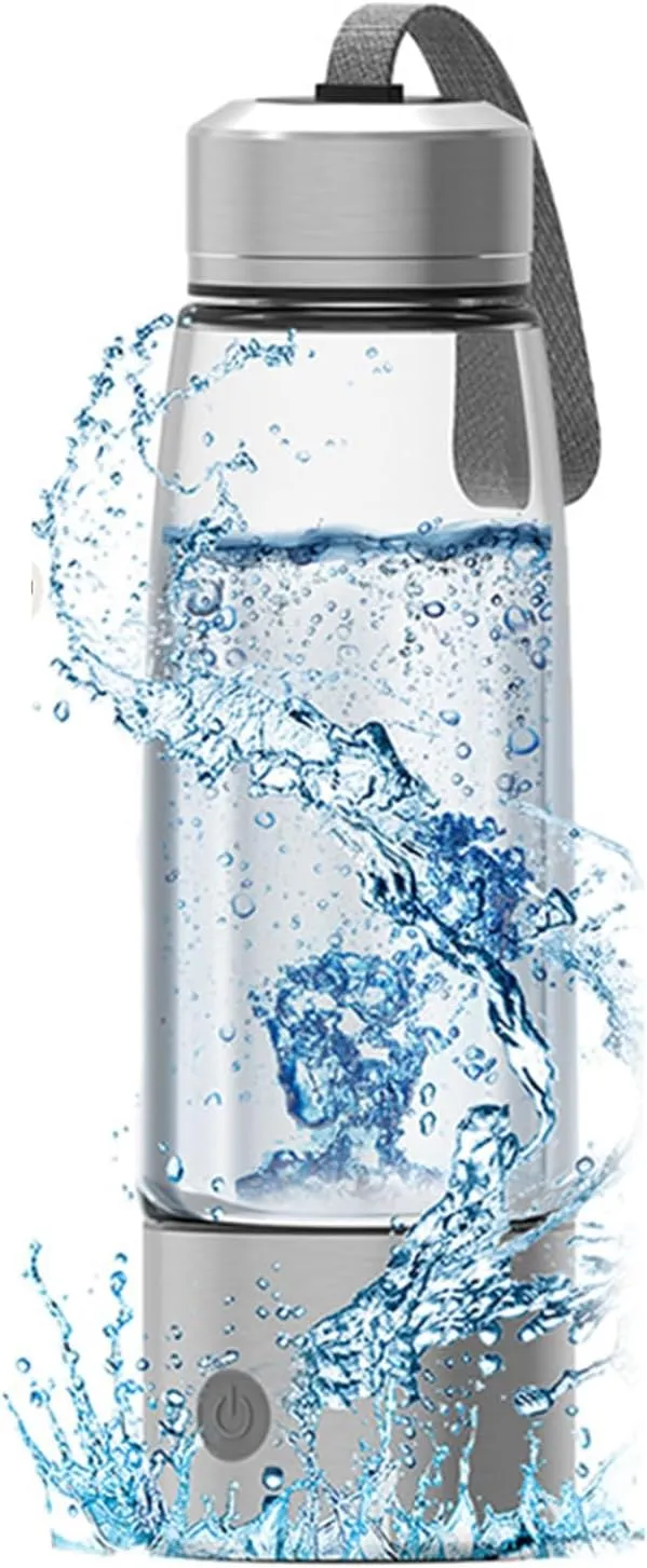 Hydrogen Water Bottle Generator,2025 New Hydrogen Water Bottle 460ml Tech-3 Min Up to 2300  PPB Portable & Rechargeable Hydrogen Water Ionizer Machine for Home Office and Travel Silver