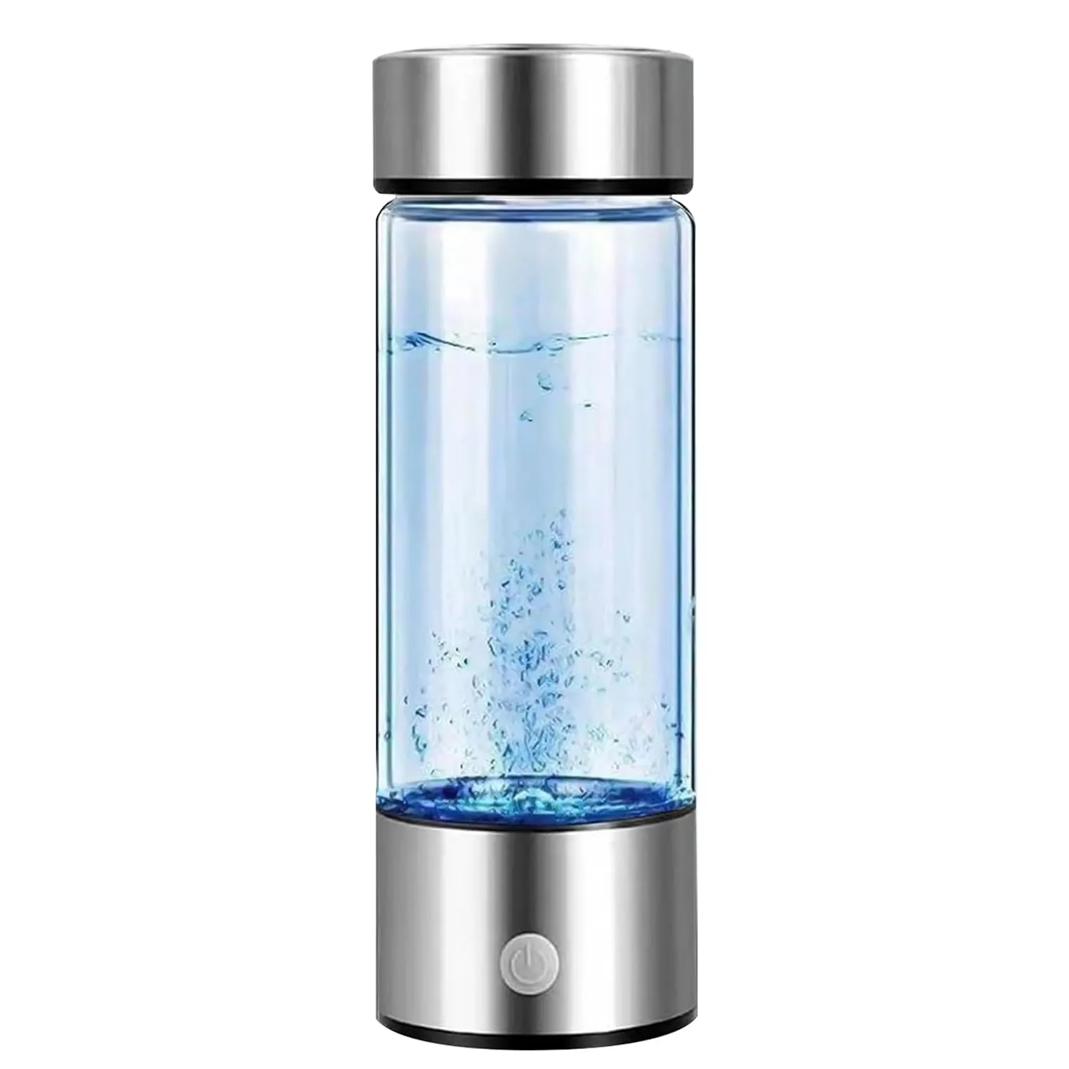 Hydrogen Water Bottle, Portable Hydrogen Water Ionizer Machine, Hydrogen Water Generator, Rechargeable Hydrogen Rich Water Glass Health Cup for Home Travel (Silver).