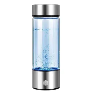 Hydrogen Water Bottle, Portable Hydrogen Water Ionizer Machine, Hydrogen Water Generator, Rechargeable Hydrogen Rich Water Glass Health Cup for Home Travel (Silver).
