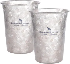 iBasingo 350ml/12oz Titanium Beer Cup Outdoor Camping Single Layer Mug Coffee Tea Cola Cup Travel Stackable Lightweight Water Cup Picnic Garden Party Cup Festival Gift Ti3087D (2 pcs)