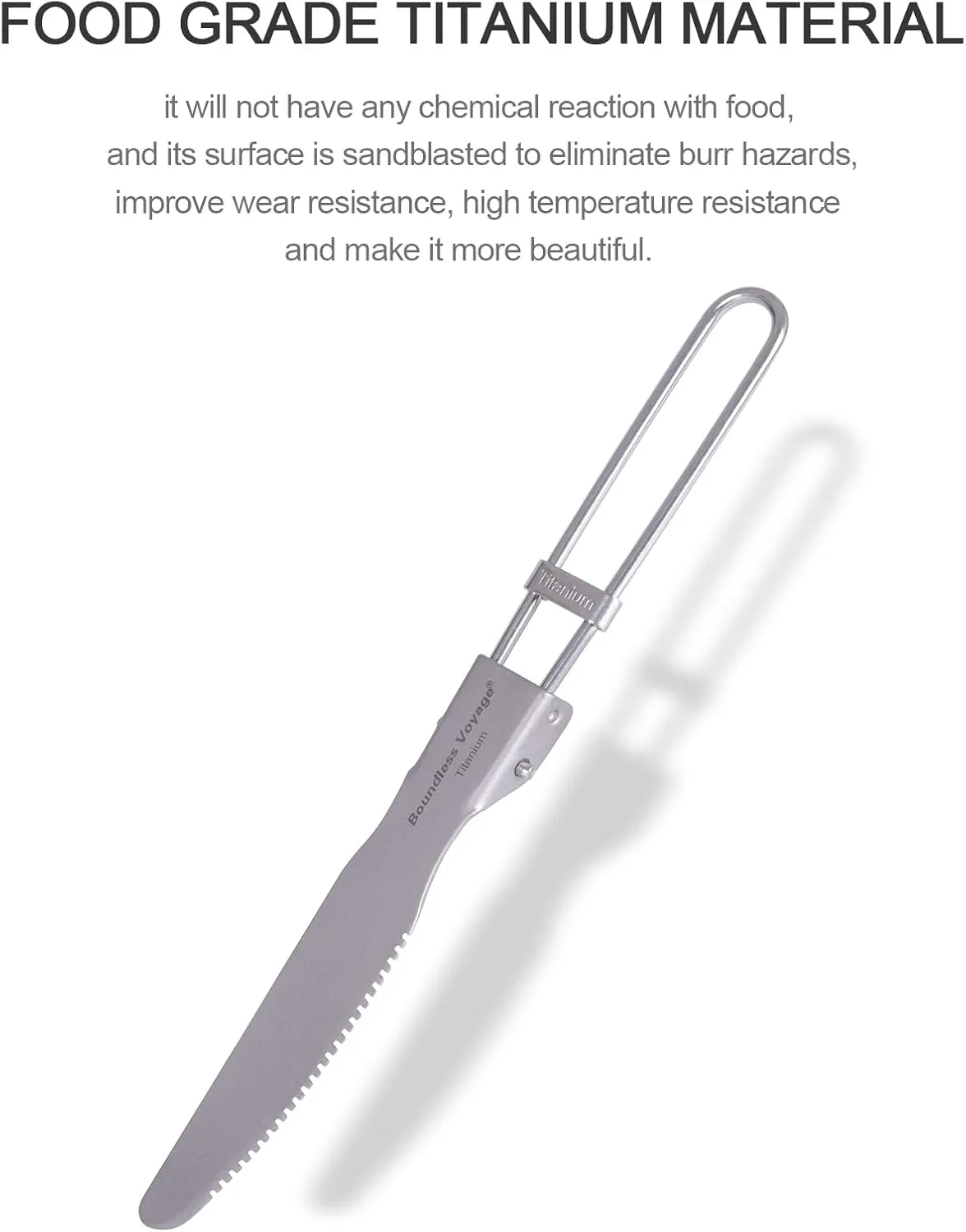 iBasingo Titanium Spork Spoon Fork Knife with Folding Handle Ultralight Dinnerware Utensils for Camping Outdoor Picnic Hiking Travel Home use