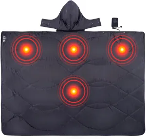 iClimb Heated Camping Blanket with Hood and Battery Pack (Dark Grey)
