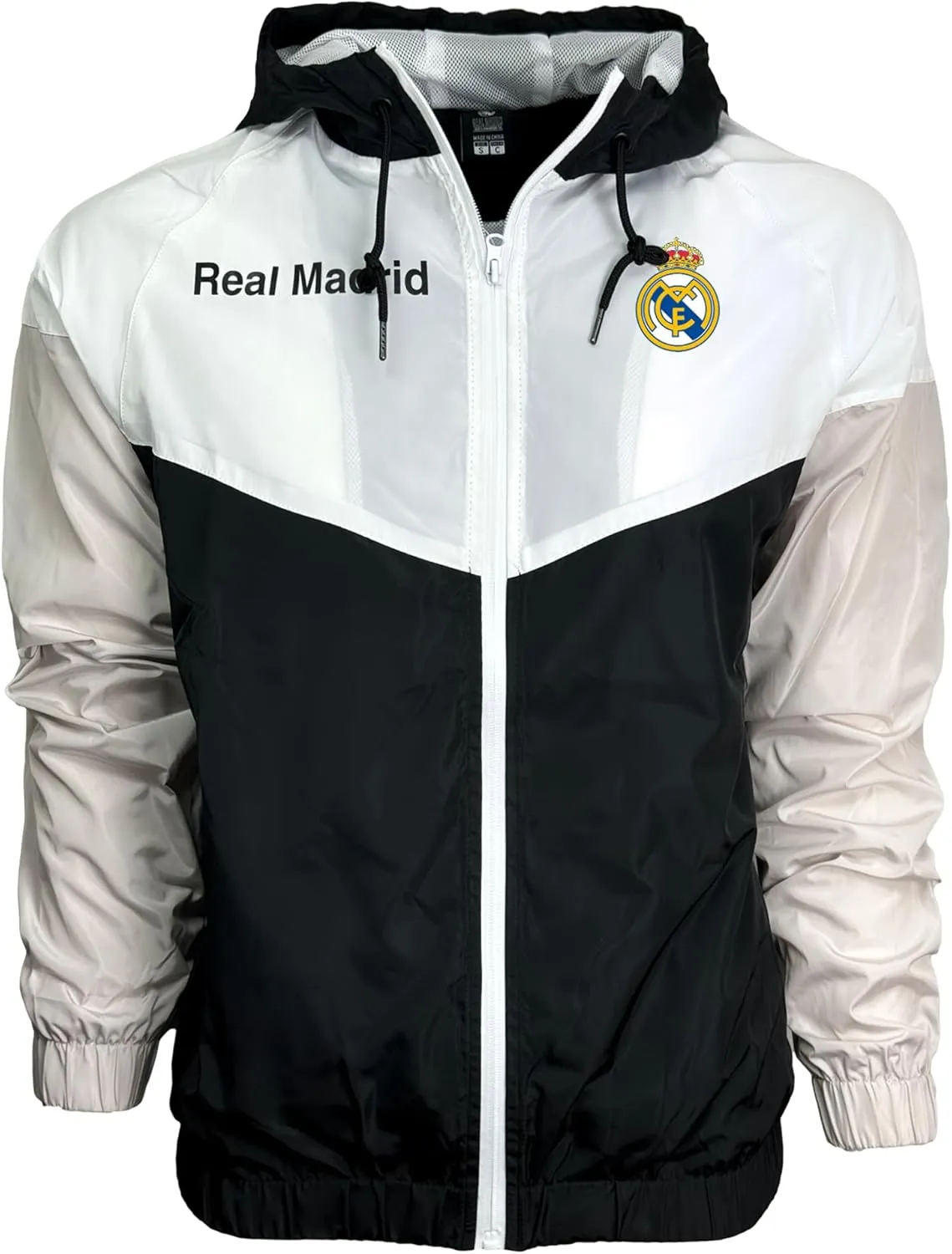 Icon Sports Real Madrid Windbreaker Jacket, Licensed Real M. Lightweight Waterproof Hooded Rain Jacket