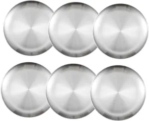 IMIKEYA Vintage Style Stainless Steel Plates 6 Piece Dinner Plate Set for Boys and Girls Camping Bbq Snack Outdoor Use