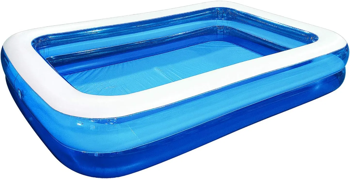Inflatable Kiddie Swimming Pool, Rectangular, 79"x59"x20", 116 Gallons, Outdoor, Backyard Family Recreational Activities with Kids and Toddlers