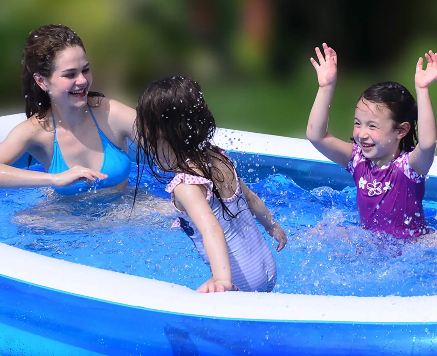 Inflatable Kiddie Swimming Pool, Rectangular, 79"x59"x20", 116 Gallons, Outdoor, Backyard Family Recreational Activities with Kids and Toddlers