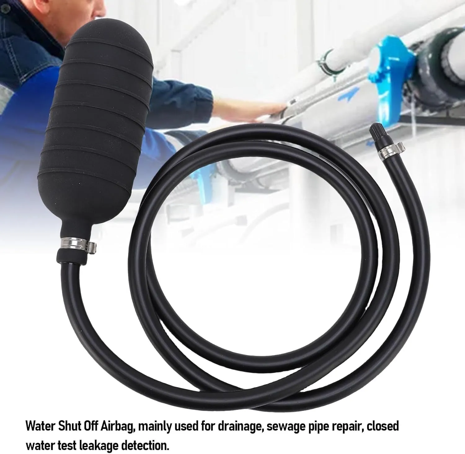 Inflatable Pipe Plug for Water Shut Off PVC Airbag Test Plug for Sewer, Drainage Pipeline Maintenance Leak Proof, Airtight Seal (150mm)