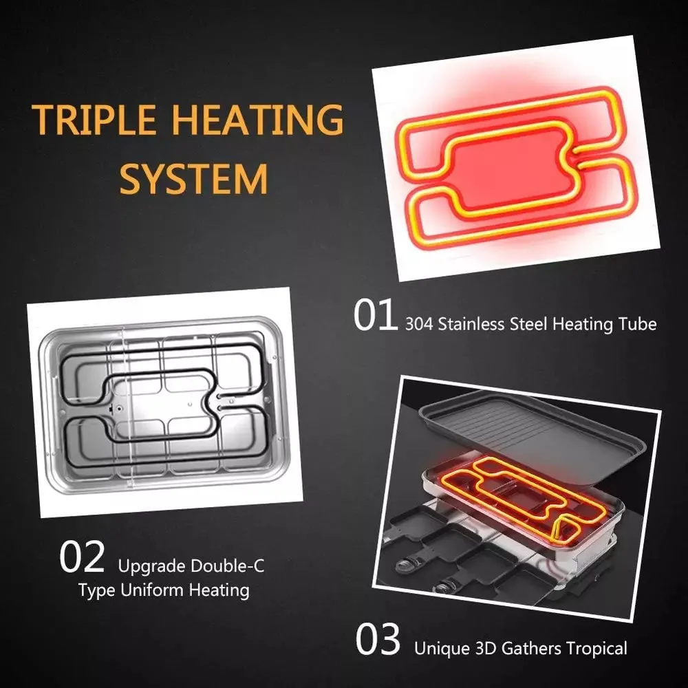 Infrared Electric Grill – 3D Smokeless Korean BBQ Non-Stick Electric Grill & Baking Pan
