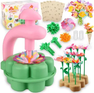 INKZOO DIY Fabric Flower Bouquet Craft Kit for Kids, Educational Arts & Crafts Toy, Build Your Own Flowers, DIY Creative Activity Christmas Birthday Gift for 4 5 6 7 8  Year Old Toddler Girls