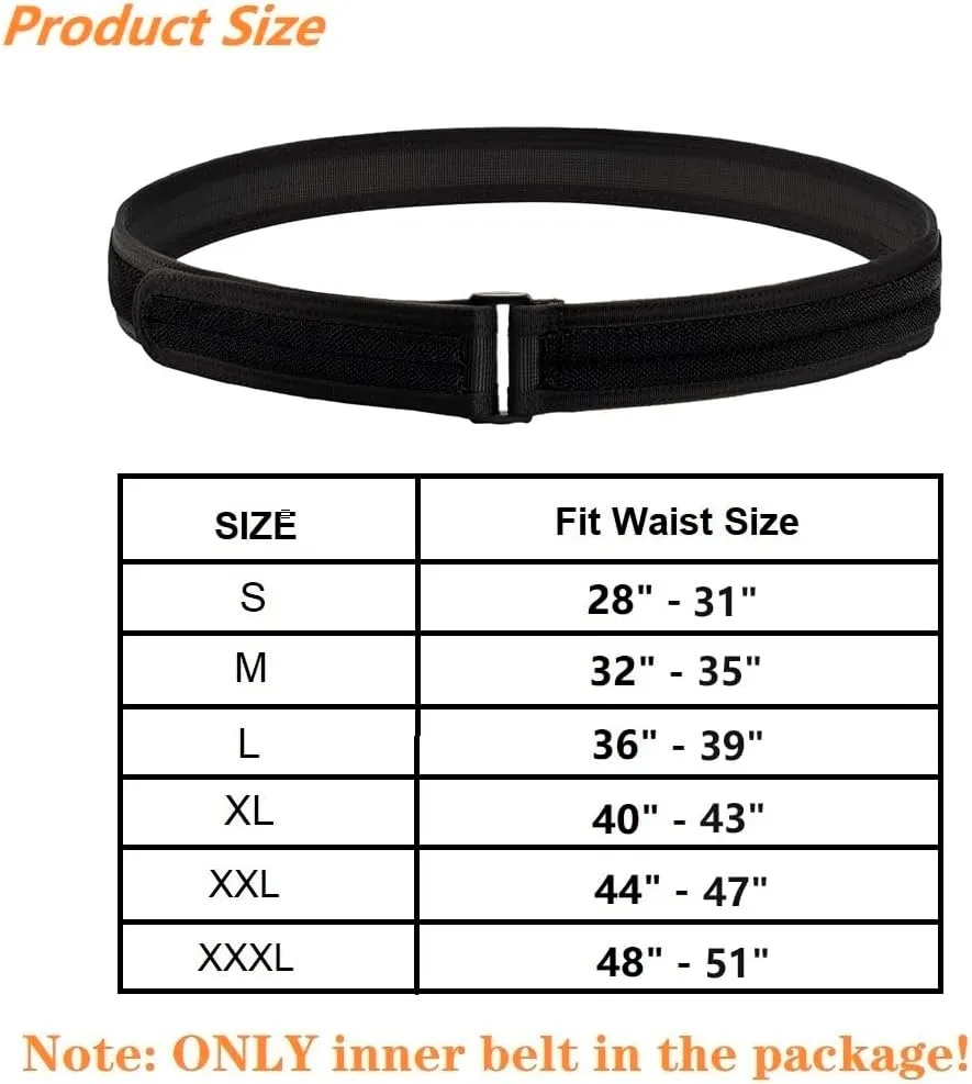 Inner Belt w/Hook/Loop Liner 1.5" Duty Trouser Underbelt w/Polymer Loop Buckle for Tactical/Duty/Utility Belt
