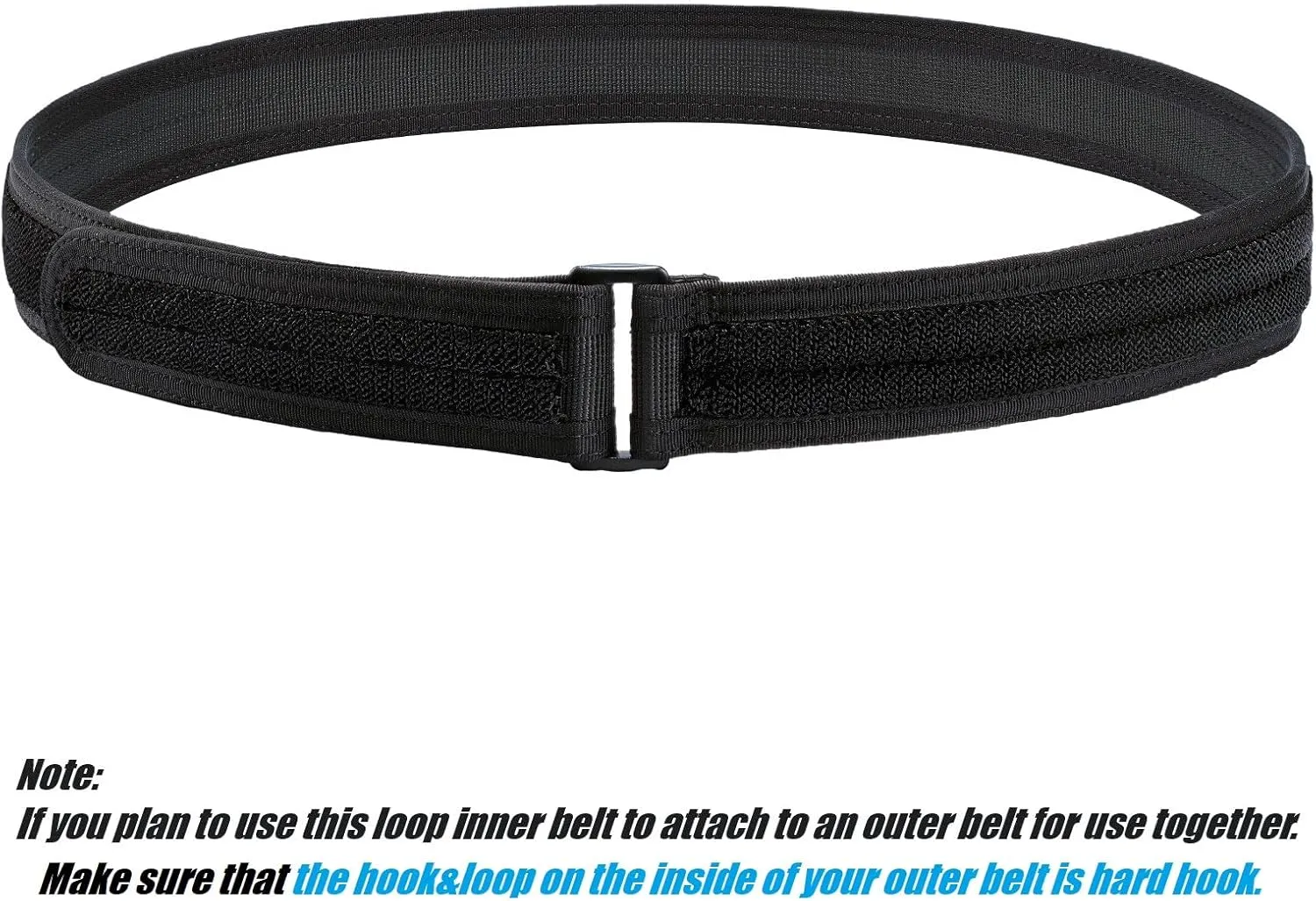 Inner Belt w/Hook/Loop Liner 1.5" Duty Trouser Underbelt w/Polymer Loop Buckle for Tactical/Duty/Utility Belt