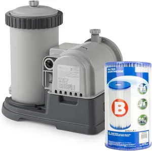 Intex 2500 GPH Swimming Pool Filter Pump with Built-In Timer and Easy-Set Type B Filters For Above Ground Pools Replacement Cartridge