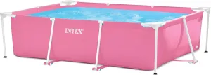 Intex 28266EH 7 Foot x 4 Foot x 24 Inch Rectangular Metal Frame Above Ground Outdoor Backyard Swimming Pool, 439 Gallons of Water, Pink