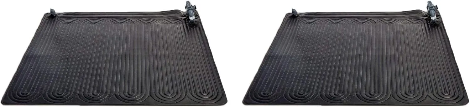 Intex 47 Inch x 47 Inch Solar Pool Heater Mat for 8,000 Gallon Above Ground Pool with Hose Attachment and Bypass Valve, Black (2 Pack)