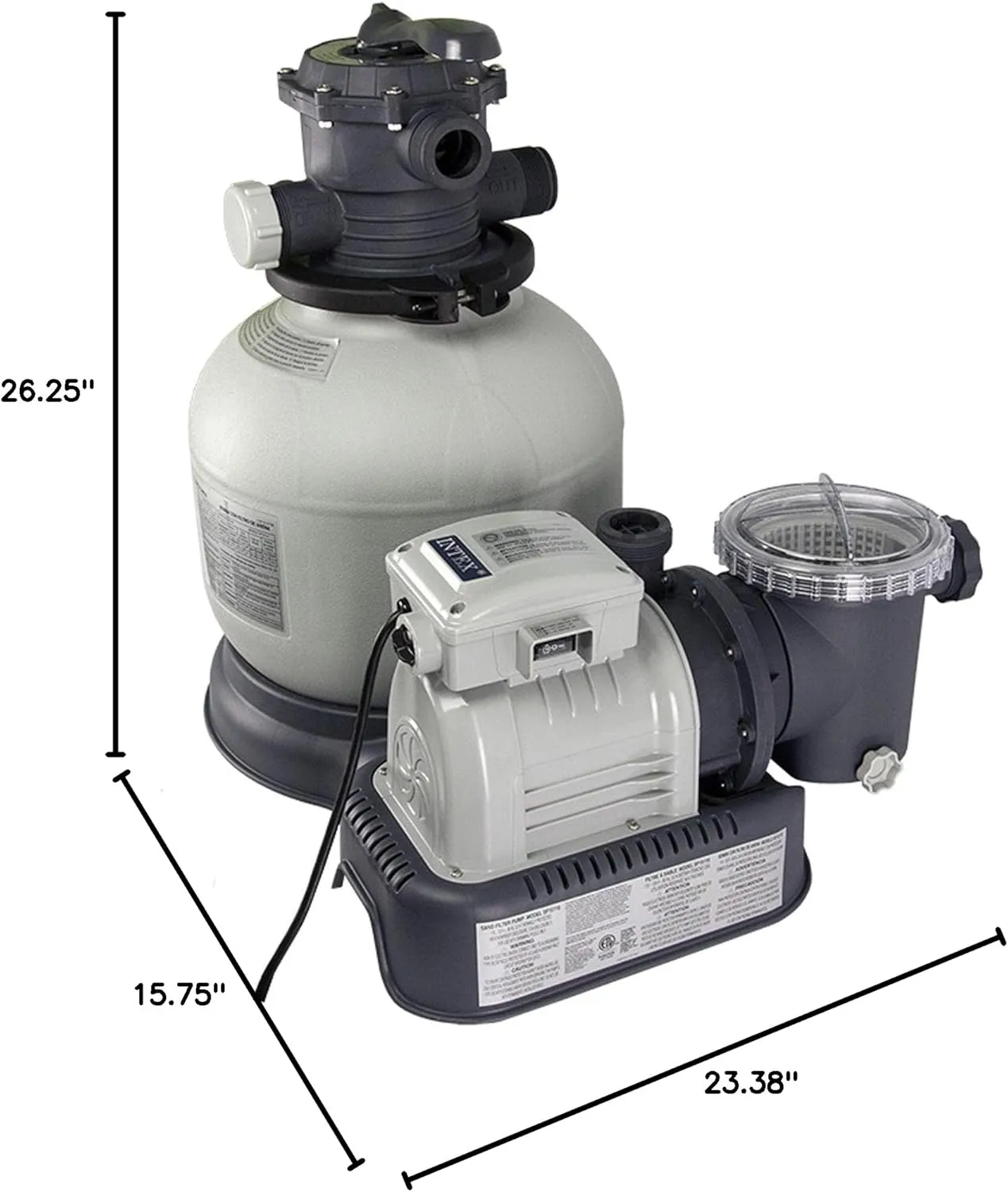 Intex Krystal Clear Sand Filter Pump for Above Ground Pools, 2800 GPH Pump Flow Rate, 110-120V with GFCI