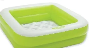 Intex Square Inflatable Kids Pool, 34 x 34 x 10 inches, Blue and White, 15 Gallon
