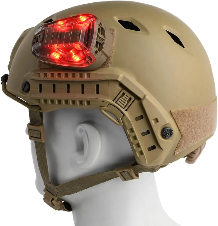 IR Strobe Tactical Helmet Light, Military Identification With Optional 4 Modes, Survival Signal for Outdoor Sports (Brown Base-Red Light)
