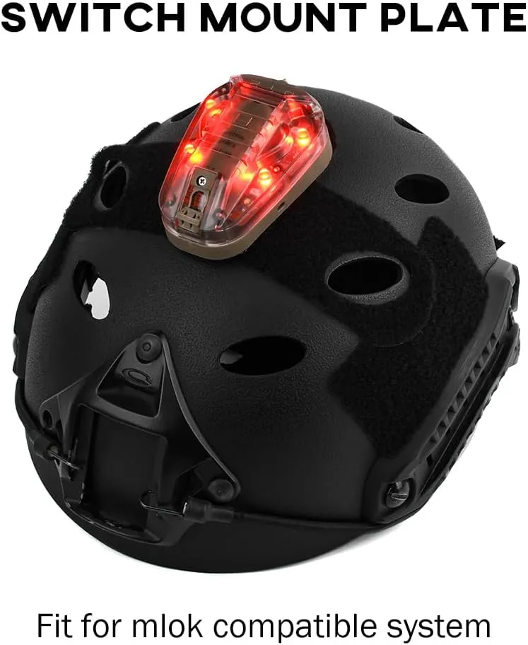 IR Strobe Tactical Helmet Light, Military Identification With Optional 4 Modes, Survival Signal for Outdoor Sports (Brown Base-Red Light)
