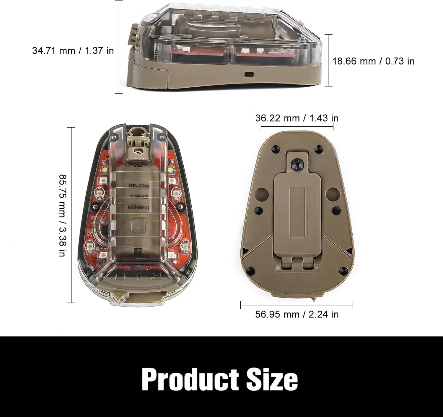 IR Strobe Tactical Helmet Light, Military Identification With Optional 4 Modes, Survival Signal for Outdoor Sports (Brown Base-Red Light)