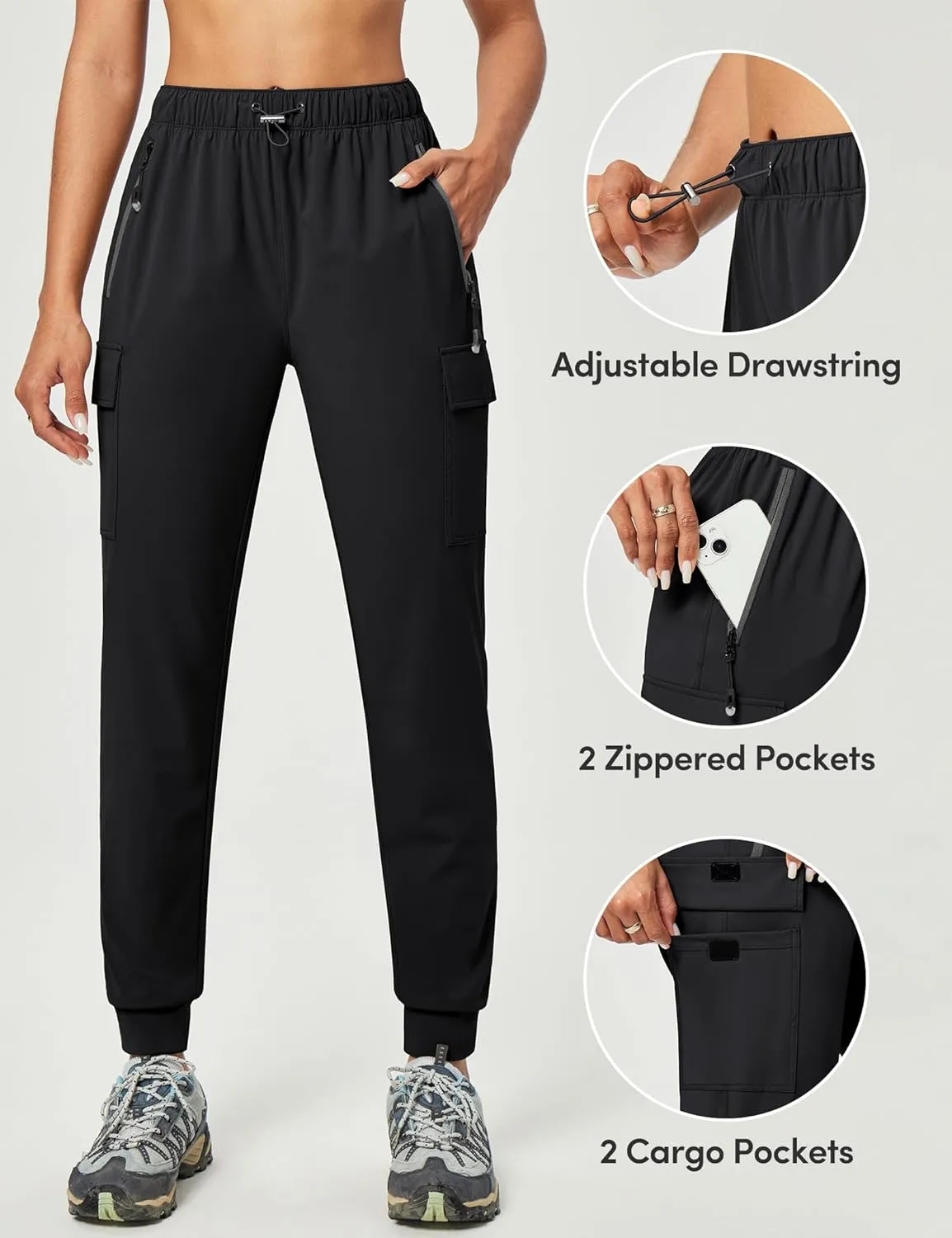 IUGA Women's Hiking Pants Cargo Joggers for Women with Pockets Lightweight Stretchy Quick Dry Travel Athletic Outdoor UPF50 