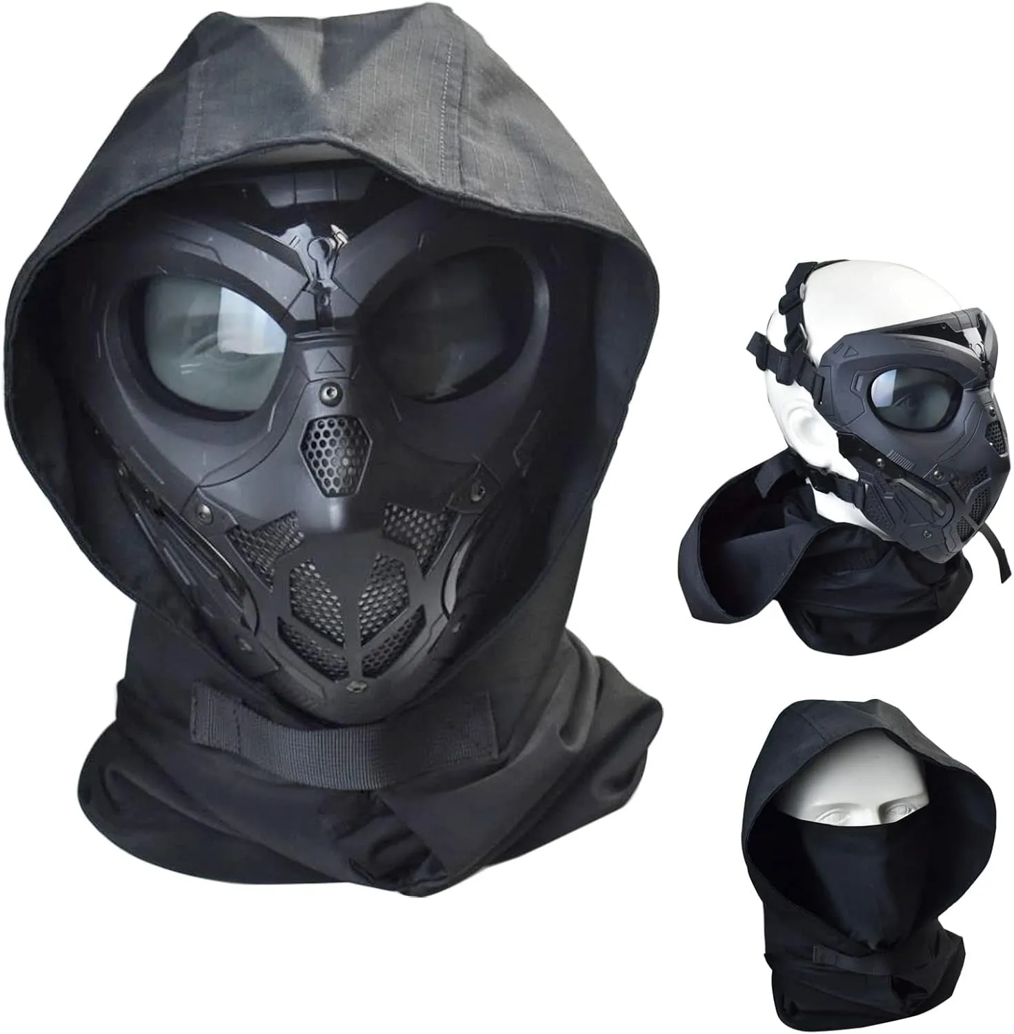 Jadedragon Tactical Full Face Mask With Eye Protection for Helmet - Paintball, Hockey & Cosplay