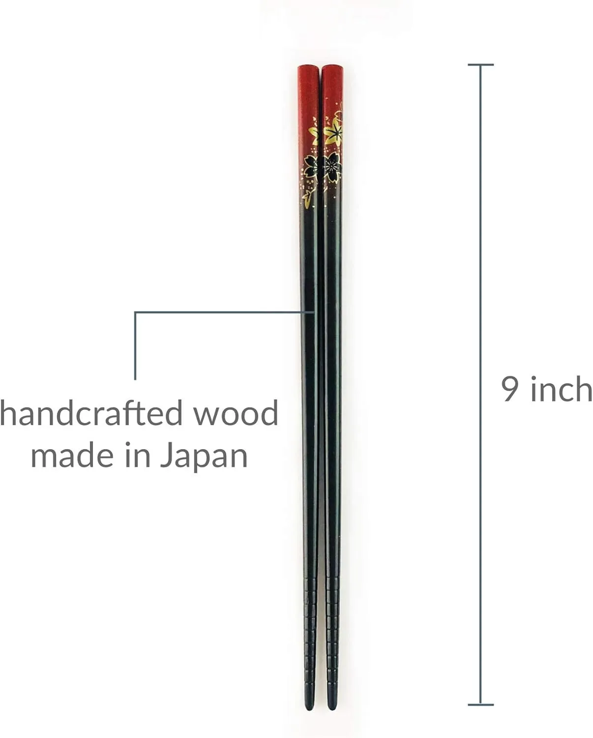 JapanBargain, Travel Chopsticks with Case Reusable Chinese Korean Japanese Bamboo Portable Chop Sticks Utensil Dishwasher Safe Made in Japan (10, Red-Yuzen)