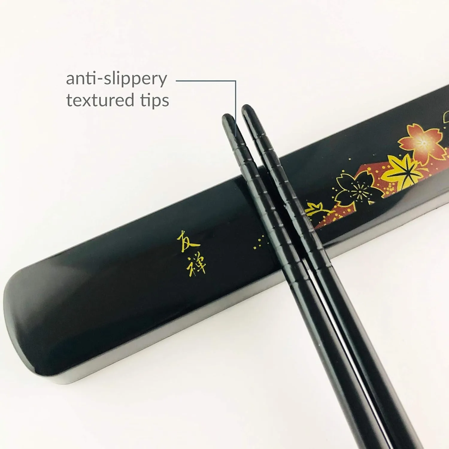 JapanBargain, Travel Chopsticks with Case Reusable Chinese Korean Japanese Bamboo Portable Chop Sticks Utensil Dishwasher Safe Made in Japan (10, Red-Yuzen)