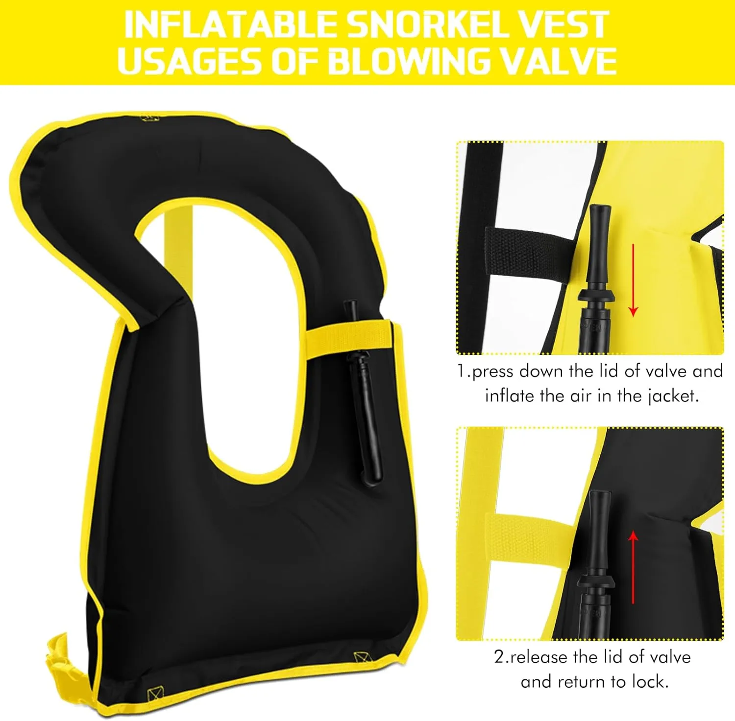 Jerify 4 Pcs Inflatable Snorkel Vest Adults, Portable Swim Vest Jackets, Adjustable Kayaking Jackets Safety Vests for Snorkeling Swimming Diving Surfing