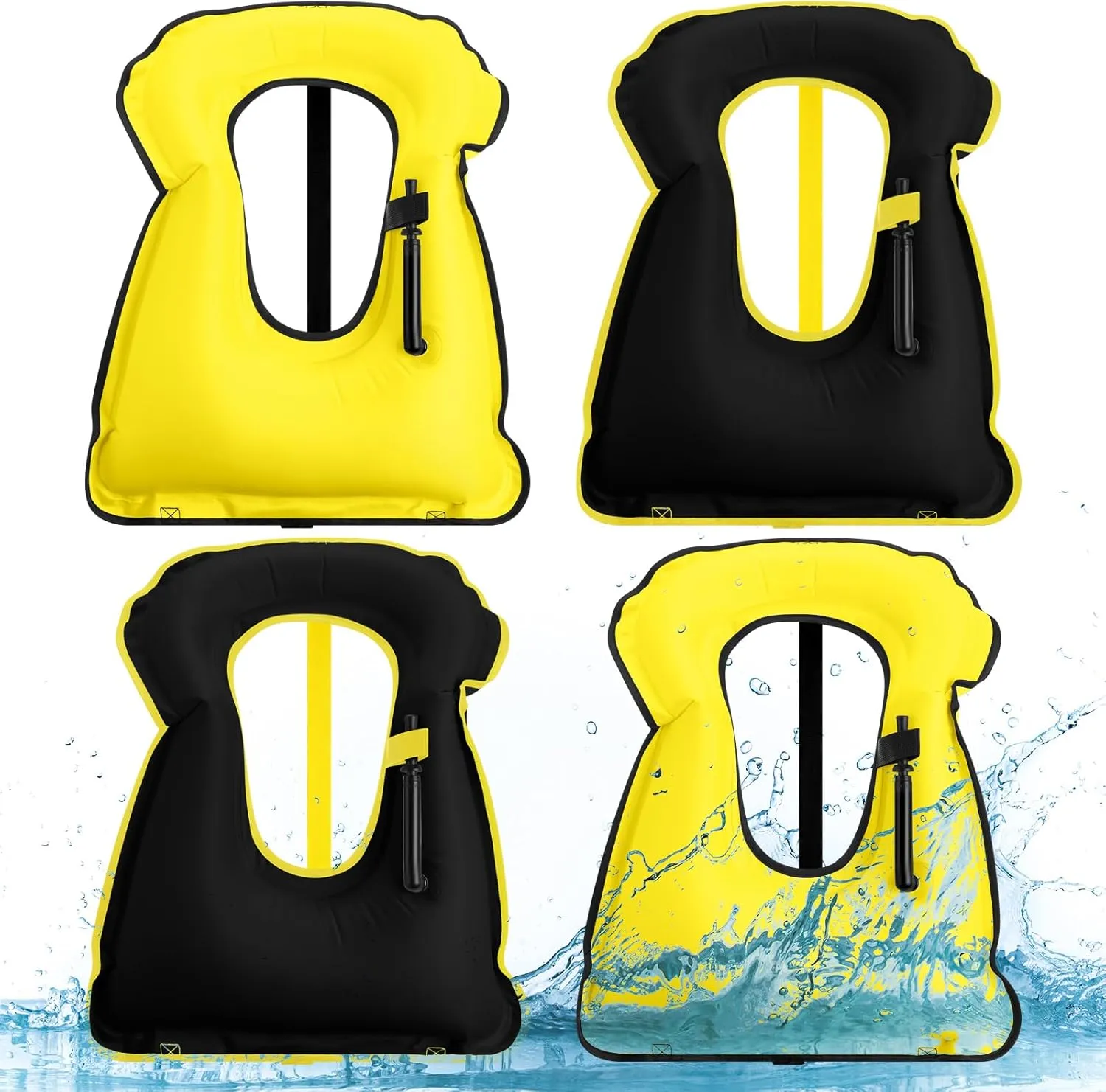 Jerify 4 Pcs Inflatable Snorkel Vest Adults, Portable Swim Vest Jackets, Adjustable Kayaking Jackets Safety Vests for Snorkeling Swimming Diving Surfing